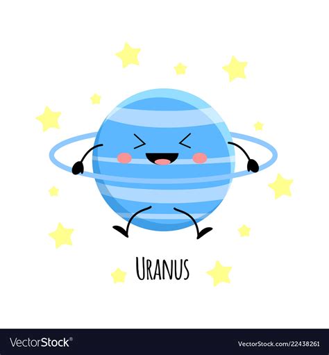 Cute uranus planet kawaii characters vect Vector Image