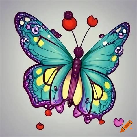 Cartoon butterfly on white background