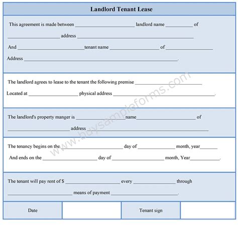 Landlord Tenant Lease Form