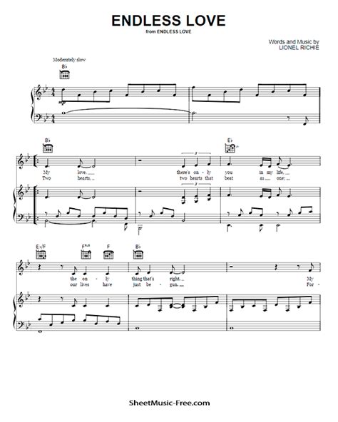 Endless Love Sheet Music Lionel Richie - ♪ SHEETMUSIC-FREE.COM