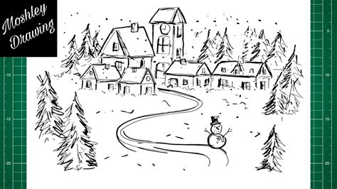 How to Draw a Winter Village