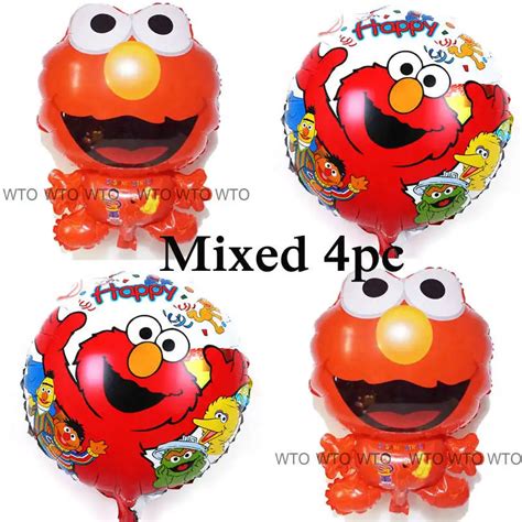 4pcs mixed Elmo foil balloons irregular and 18inch round elmo balloon for sesame street Balloons ...