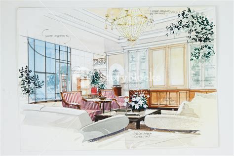 Sketch Of An Interior Living Room Royalty-Free Stock Image - Storyblocks