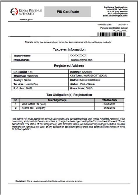 Tax Compliance Certificate