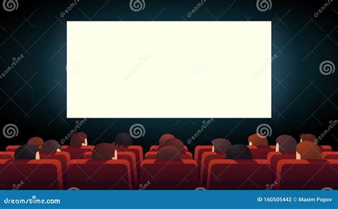 Movie Theater. Cinema Audience Crowd Watching Film Stock Vector ...