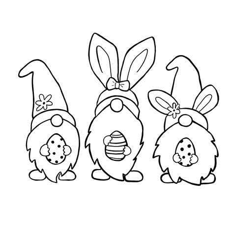 Easter Bunny Gnomes SVG / 3 Gnomes/ Coloring Page/ Stencil/ | Etsy