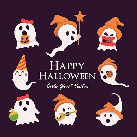 Premium Vector | Halloween ghost character collection with flat design