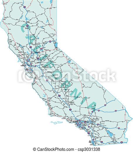 California interstate highway map. California state road map with interstates and u.s. highways ...