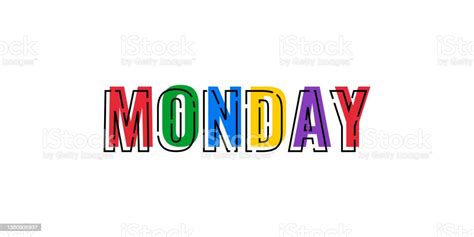 Colorful Cartoon Style Word Monday Isolated On White Background Stock Illustration - Download ...