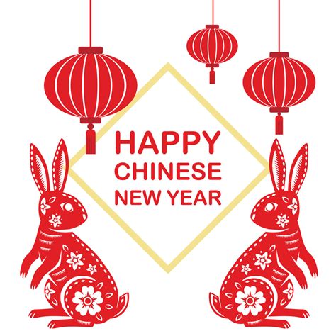 Happy Chinese new year 2023 Zodiac sign, year of the Rabbit, with red paper cut art on white ...