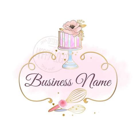 Custom Logo Design, Whisk Cake Logo, Bakery Logo, Pink Gold Cake Logo ...