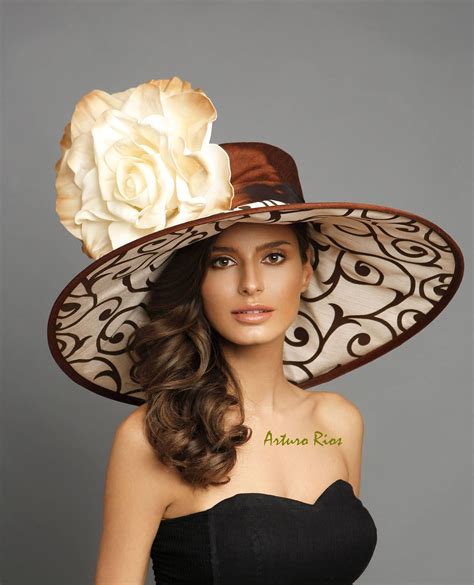 Beige/Brown kentucky derby hat, couture hat, derby hat,classic derby ...