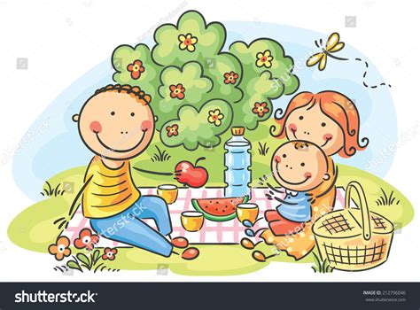 Cartoon Family Having Picnic Outdoors: เวกเตอร์สต็อก (ปลอดค่าลิขสิทธิ์) 212796046 | Shutterstock