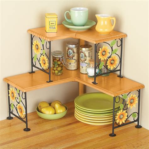 Two-Tiered Sunflower Corner Shelves | Collections Etc.