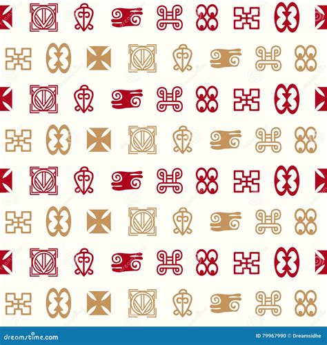 Seamless Pattern with Adinkra Symbols Stock Vector - Illustration of ...