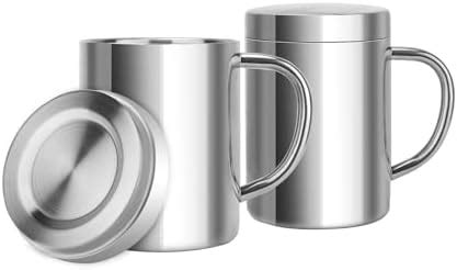 Amazon.com | Laxinis World Stainless Steel Coffee Mugs with Spill Resistant Lids, 14 Oz Double ...