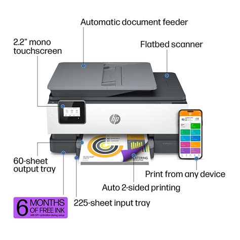 HP OfficeJet 8015e Wireless Color All-in-One Printer; includes 6 Months of ink with activation ...