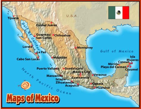 Major Cities Map of Mexico