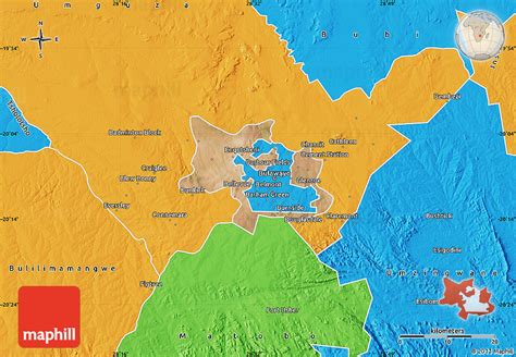 Satellite Map of Bulawayo Rural, political outside