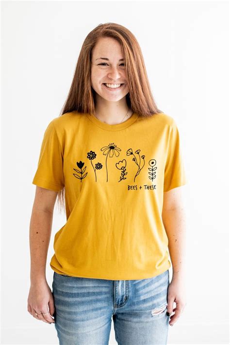 Wildflower Shirt, Bee Tee, Flower Shirt for Women, Gift for Nature Lover, Honeybee Shirt, Flower ...