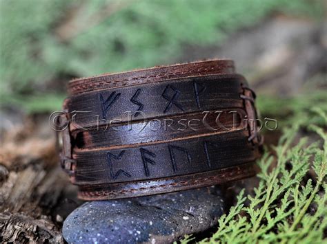 Custom Viking Leather Bracelet Brown/Black Norse Runes Amulet | Etsy ...