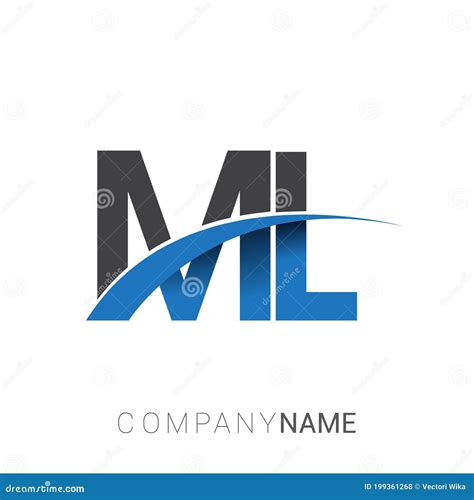 Initial Letter ML Logotype Company Name Colored Blue and Grey Swoosh ...