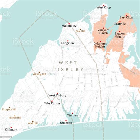 Ma Dukes West Tisbury Vector Road Map Stock Illustration - Download Image Now - Chilmark ...