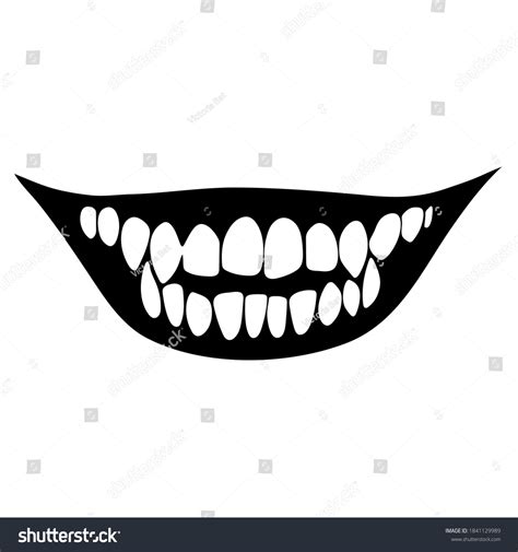 Wide Human Smile Sharp Teeth Stock Vector (Royalty Free) 1841129989 ...