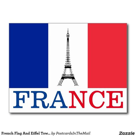 French Flag And Eiffel Tower France Postcard | French flag, World thinking day, France