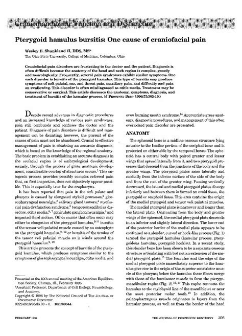 (PDF) Pterygoid hamulus bursitis: One cause of craniofacial pain ...