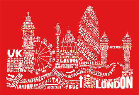 London Skyline Typography Print By spdesign