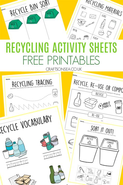 Recycling Activity Sheets for Kids (FREE Printable Worksheets) - Crafts ...