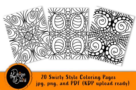 20 Swirly Style Coloring Pages KDP Ready Graphic by Designs By David ...