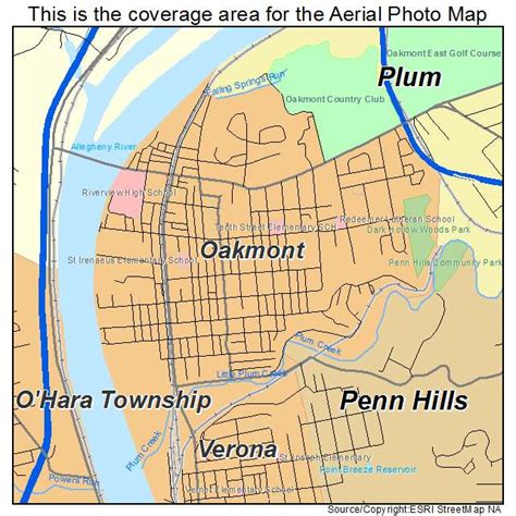 Aerial Photography Map of Oakmont, PA Pennsylvania