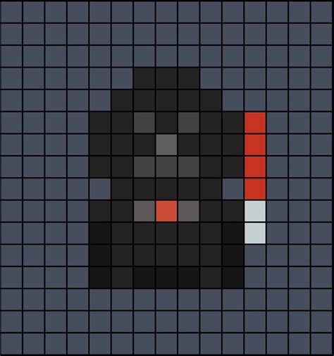 A small pixel art template of Darth Vader holding his red lightsaber ...