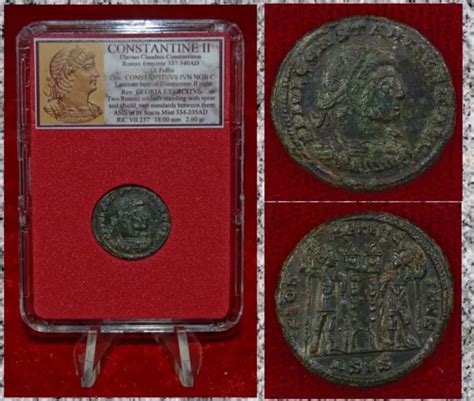 ANCIENT ROMAN EMPIRE Coin CONSTANTINE II Two Roman Soldiers Siscia Mint ...