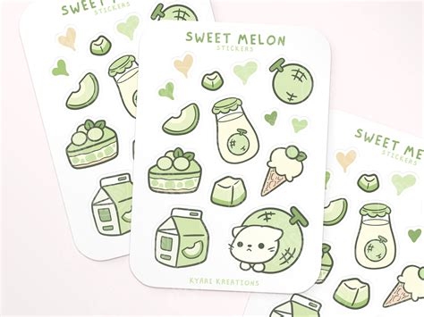 Cute Melon Sticker Sheet Honeydew Stickers Green Stickers - Etsy