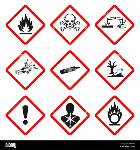 GHS pictogram hazard sign set. Isolated on white background. Dangerous ...