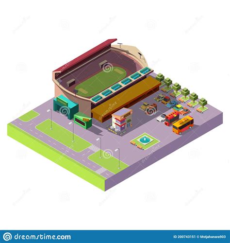 City Public Stadium 3d Isometric Vector Icon Stock Vector - Illustration of arena, field: 200743151