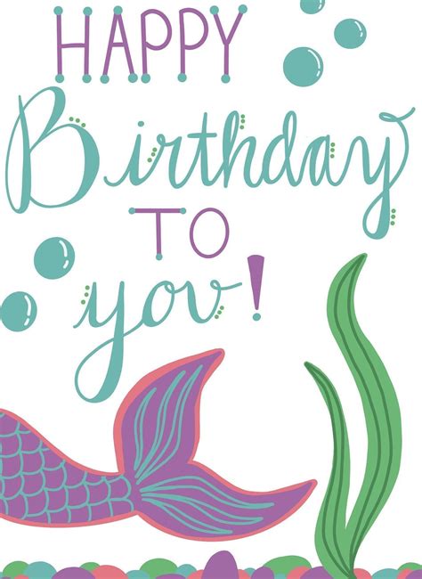 PRINTABLE 'underwater Mermaid' BIRTHDAY CARD - Etsy