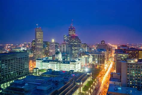 Downtown Indianapolis Skyline at Twilight Stock Image - Image of ...