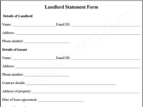 Landlord Statement Form | Editable PDF Forms