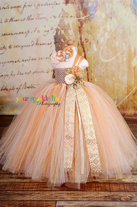 Gold flower girl tutu dress by Your Sparkle Box