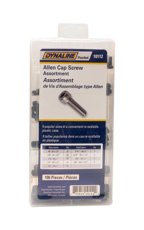 DynalineAllen Cap Screw Assortment, 106 Pieces