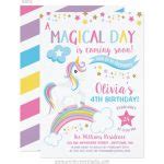 Magical Rainbow Unicorn Birthday Invitations - Print Creek Studio Inc