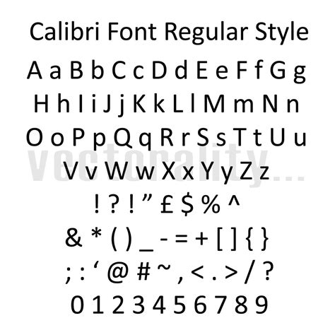 Calibri Font Regular Style Alphabet Numbers Letters Vector Art - Etsy ...