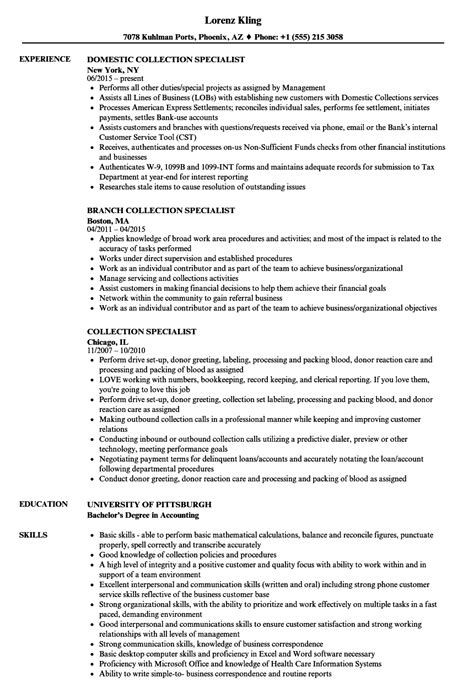 Collection Specialist Resume Samples | Velvet Jobs