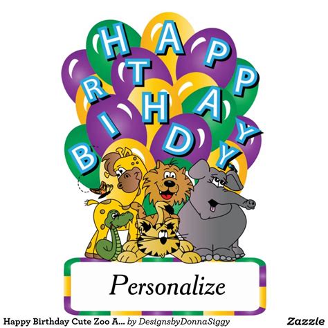 Happy Birthday Cute Zoo Animals Cutout | Zazzle | Animal cutouts, Zoo animals, Birthday cartoon