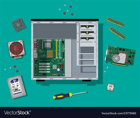 Assembling pc personal computer hardware Vector Image