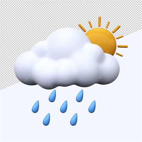 Premium PSD | Sunny and rainy day weather forecast icon meteorological sign 3d render